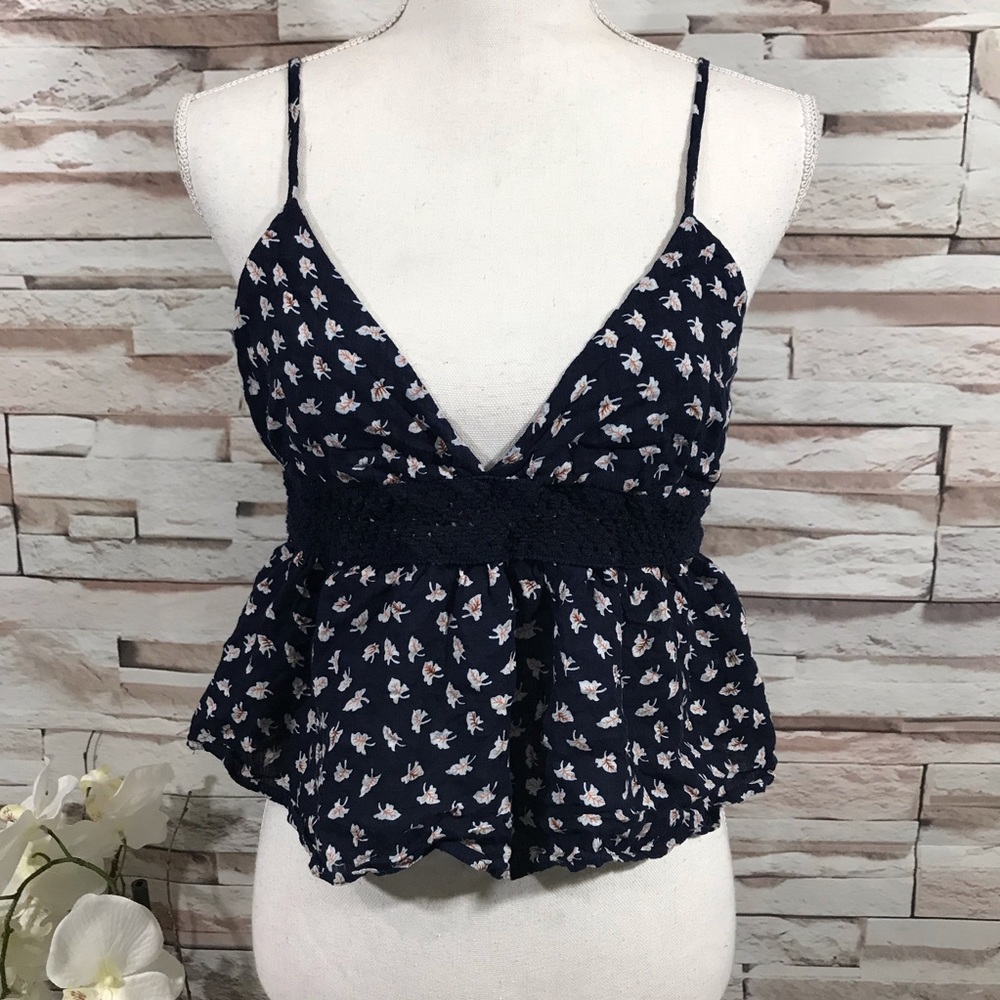 Ganji Floral Crop Top Blouse Sz L (P02) - Picture 2 of 7